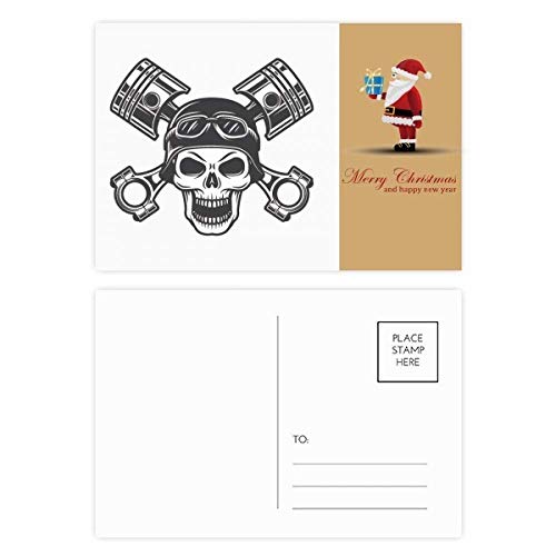 Cartes postales squelette moto Père Noël vœux originaux biker
