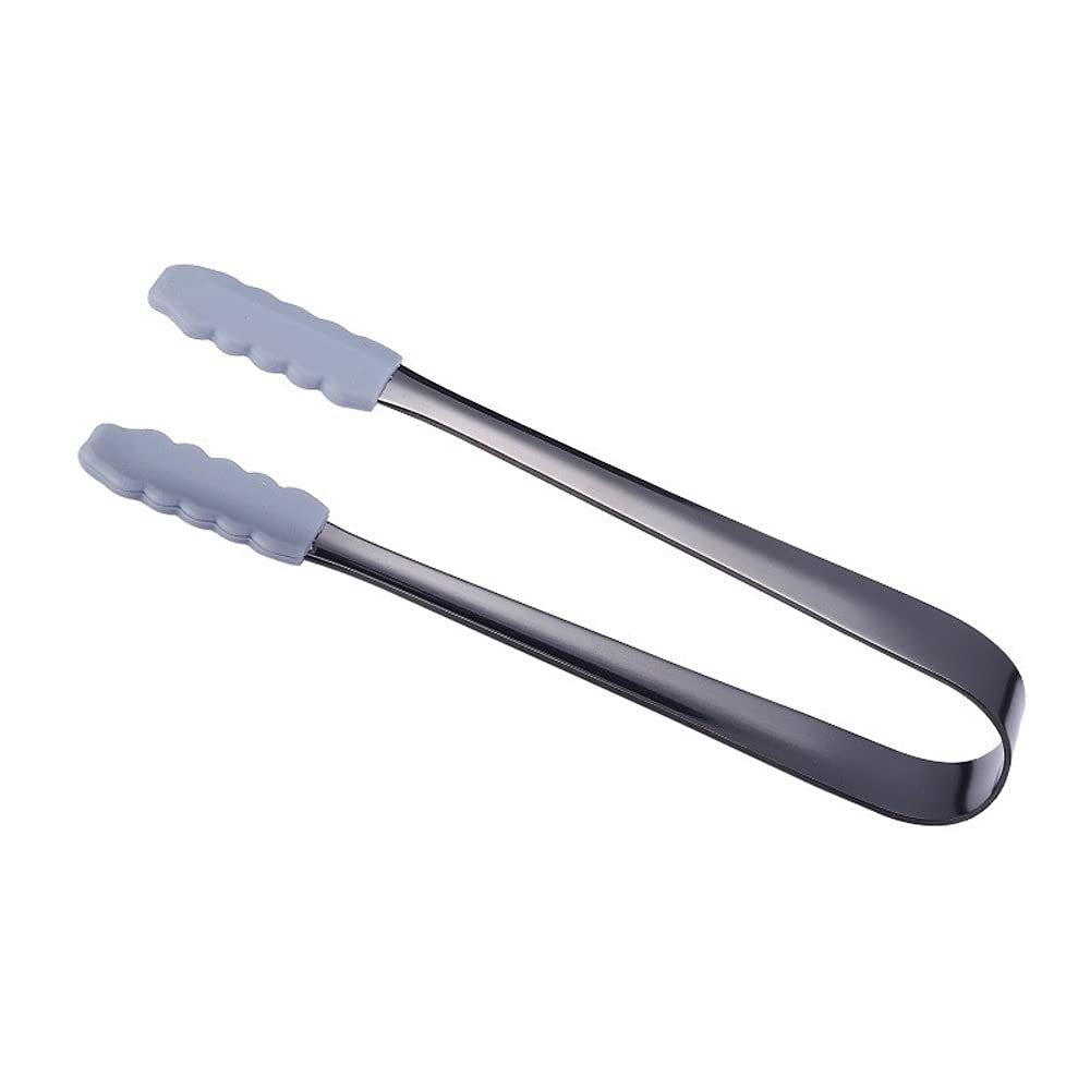Pinces de Cuisine 1pc Pinces à Glace en Acier Inoxydable avec tête en Silicone Pinces à Glace créatives dorées antidérapantes Cuisine Trucs BBQ (G)