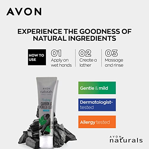Image of Avon Naturals Purifying Carbon & Perilla Leaf Cleanser | For Deep Cleansing | Mild & Gentle Formula Face Wash | 100g