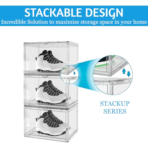 Image of Portable Plastic Shoe Rack Organizer with Door, Shoe Storage Cabinet Adjustable Shoe Storage Organizer Stackable Shelf (Transparent, 1 pcs)