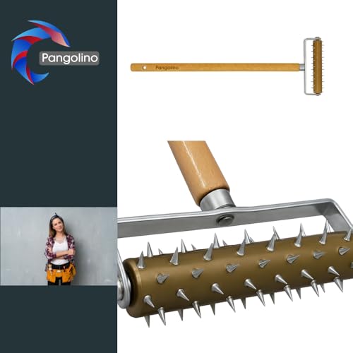 Pangolino Stachelwalze Tapeten 150 x 500 mm, Tapetenigel zum Perforieren von Tapeten – Tapezierwerkzeug inkl. Farbschaber