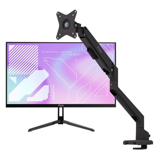 Image of Pixio PX248 Wave 24 inch 200Hz Refresh Rate FHD 1080p Resolution Fast IPS Panel 1ms GTG Response Time Gaming Monitor and PS1S Wave Black Single Monitor Arm - Fits up to 32 inches and 19.8lbs