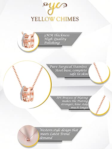 Image of Yellow Chimes Chain Pendant for Women Rose Gold-Plated Rings Charm Chain Pendant Necklace for Women and Girls.