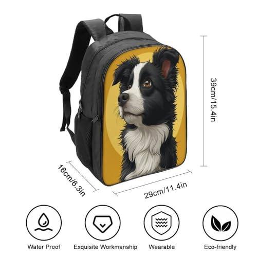 Mochila escolar resistente de Border Collie 3D para evitar roturas de libros 2