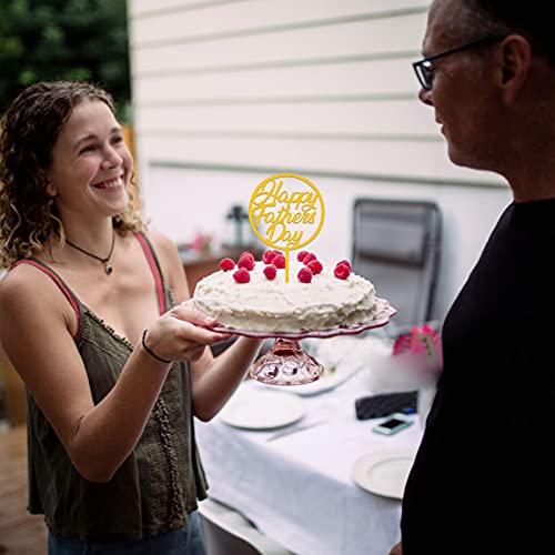 Happy Birthday Cake Topper 12Pcs Father Birthday Decorations Cupcake Picks Gold&Black Acrylic Cake Topper Dad Party Food Decoration Happy Father‘s Birthday Party Favors Supplies #TOP4