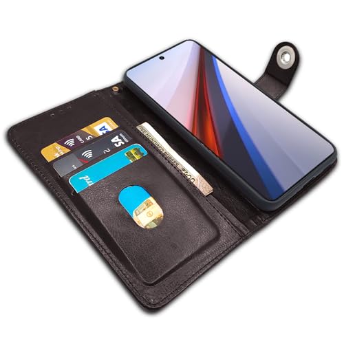 Image of Pikkme iQOO 12 5G Flip Cover Leather Finish | Inside TPU with Card Pockets | Wallet Stand and Shock Proof | Complete Protection Button Flip Case (Coffee)