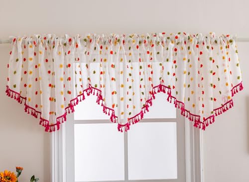 Visillo con pompones alegres de jacquard para crear un hogar acogedor 6