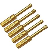 5PCS 6mm Dry Diamond Drill Bits 1/4" Tile Hole Saws for Porcelain Ceramic Marble Stone Bricks wit...