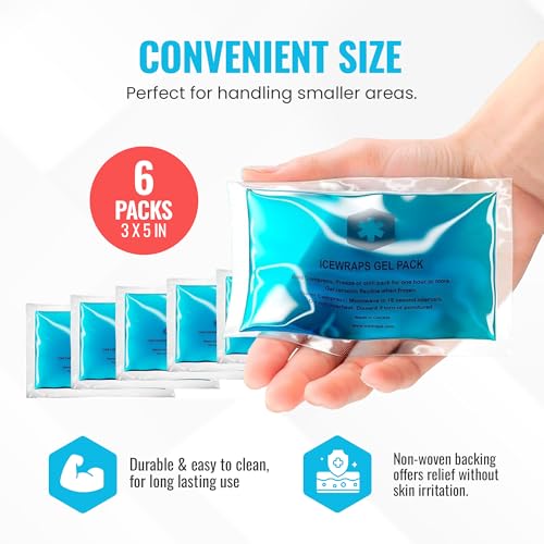 ICEWRAPS Hot & Cold Ice Packs - 3 x 5 in. Soft Gel Ice Packs – Reusable Hot & Cold Pack for Injuries Headaches, Joints, Fevers, & More – Puncture-Proof Material (6 Packs) - Image 6