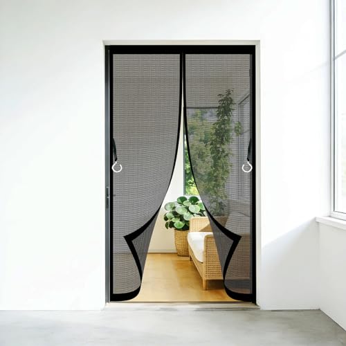 Moustiquaire magnétique pour porte 245x90 rideau maille fine noir sans perçage