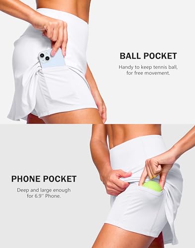 Image of SANTINY 13.5 inch /15 inch Skorts for Women with 2 Pockets High Waisted A Line Casual Pickleball Golf Skort Athletic Tennis Skirt