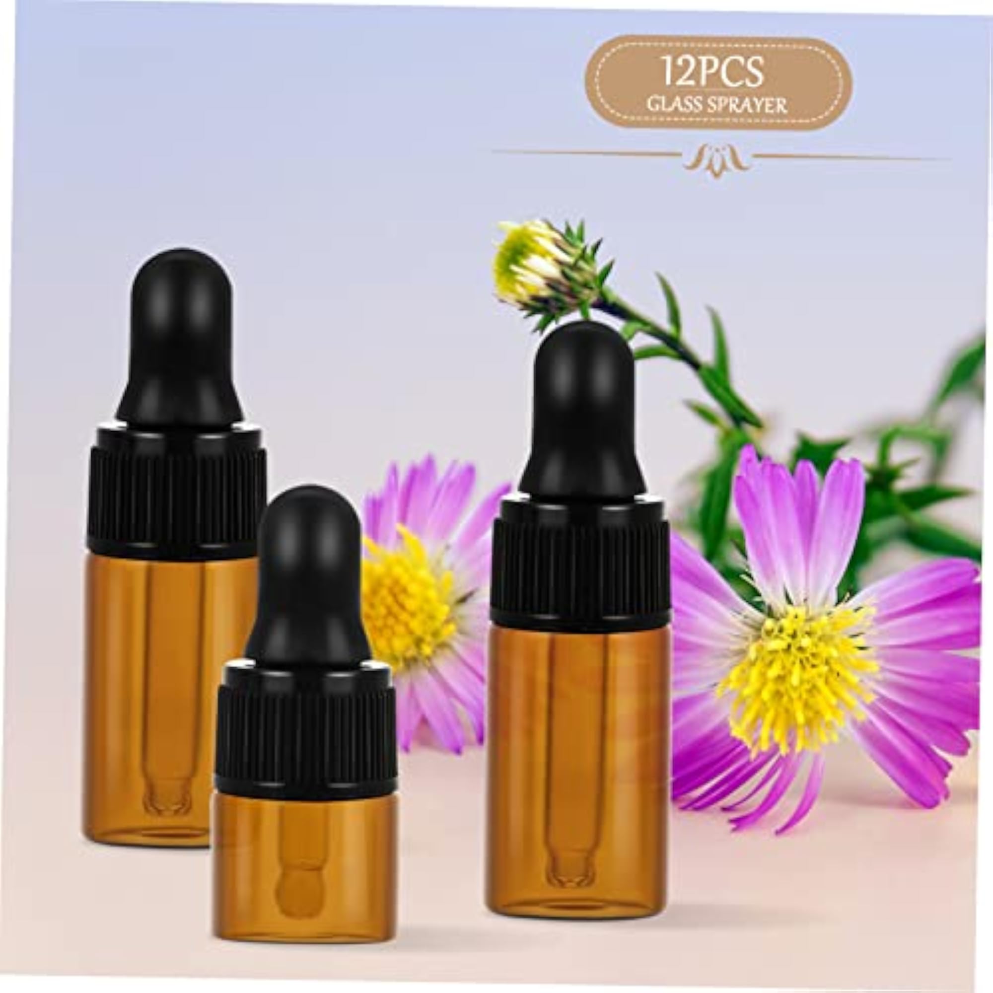12 Pack Dark Mini Essential Oil Dropper Bottles