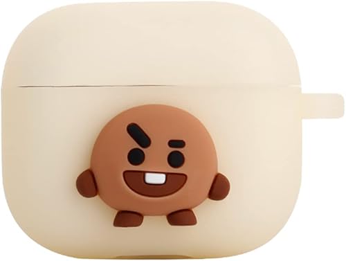 BT21 Funda compatible con Apple AirPods de 3ª generación, funda translúcida de gelatina, carga inalámbrica [mercancía oficial] [7 sabores] (SHOOKY)