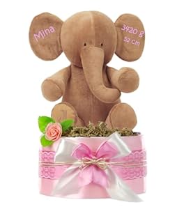Dubistda LITTLE PEANUT Windeltorte Rosa Elefant Mina