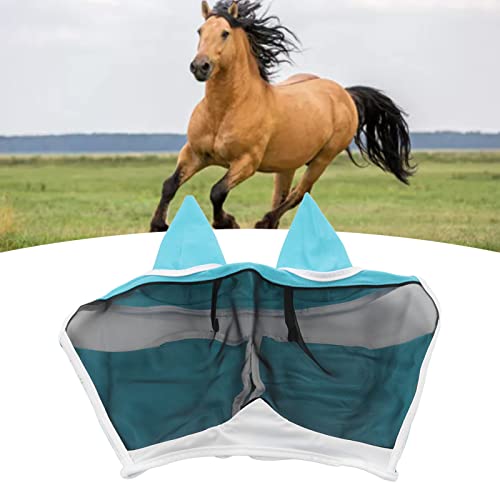 Máscara de mosca de cavalo, tecido de malha elástica macia e respirável, máscara de cavalo com orelh