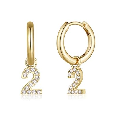 Amazon - Save 70%: Number Earrings for Women Girls, S925 Sterling Silver Post Number Dangl…