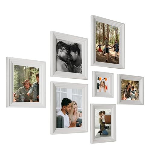 Image of Art Street Set of 7 Adore Premium 3D Photo Frame for Living Room, Home Decoration & Office Decor, Wall Picture Frame (White, 8x10, 8x6, 8x8 and 5x5 Inch)