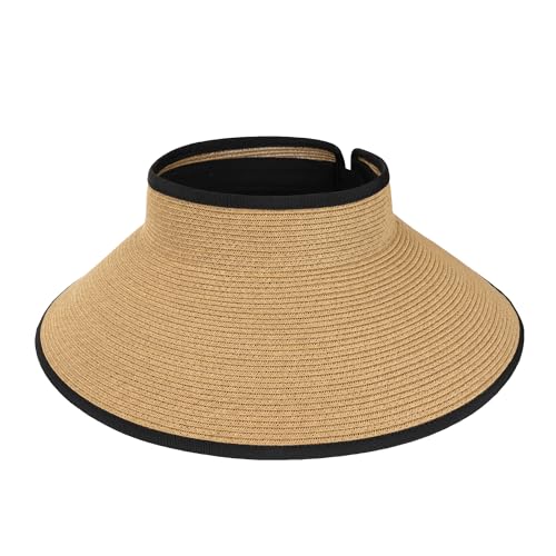 Visera de paja para mujer con ala ancha verano playa miniatura 2