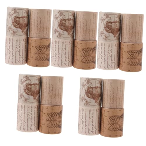 Tofficu 5sets Cinta De Papel Material De Decoración De Manual Retro Sello Retro Pegatinas Cinta Removible De Doble Cara Sobres Washi Tapes Cinta Decorativa Para Álbum De Recortes 4rolls*5