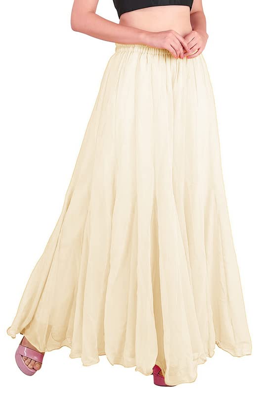 kvish Regular Loose Fit Solid Colour Georgette Flared Sharara Palazzo for Women (Off-White-Large)-picture-12