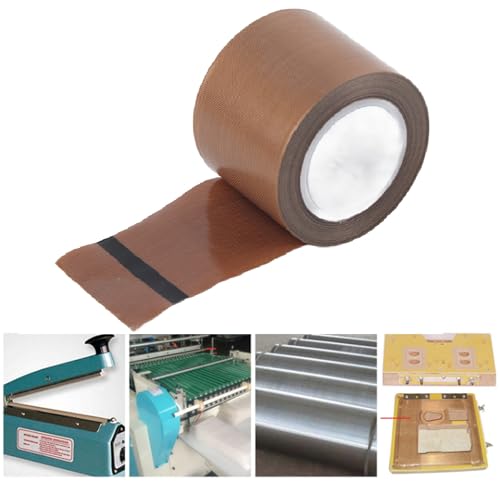 MOUMOUTEN Cinta de PTFE resistente al calor, 4 tamaños, Grosor 0.18 mm, Longitud 10 m, Cinta de teflón de alta temperatura para selladores de impulso manual al vacío (0.18 * 50mm*10m)