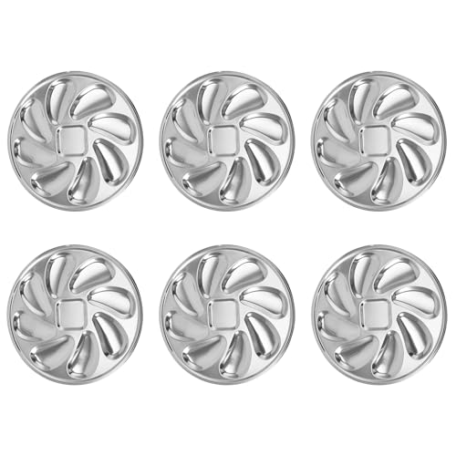 Catálogo de Platos para ostras - solo los mejores. 41 SEIWEI - Juego de 6 platos de ostras multifunción de acero inoxidable, 8 ranuras para parrilla de ostras para salsa festoneada y limón, fácil de limpiar