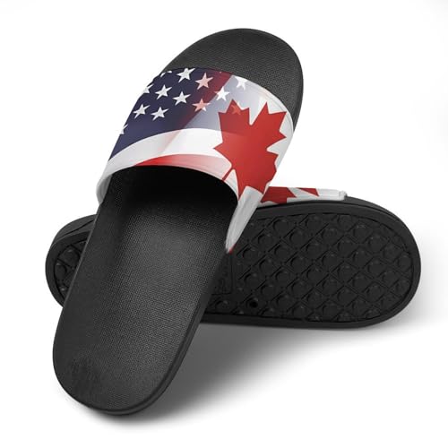 Flag of Canada And U.S. FLAG House Sandals Non-Slip Bathroom Slippers Beach Summer Shoes for Men Women4