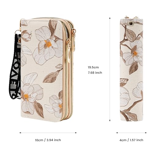 Women's Flower Wallets Lady Long Purse Clutch with Wristlet with Zipper Pocket3