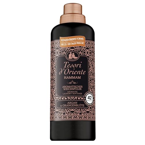 TESORI DORIENTE Weichspüler Hammam | Für 42 Waschladungen | Duft für bis zu 100 Tage mit Argan-Öl und Orangenblüte | luxuriöser Weichspüler für weiche Wäsche | 760ml