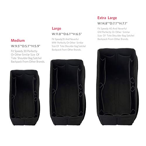 Image of ZTUJO Felt Purse Organizer, Multi Pocket Bag in Bag Organizer For Tote & Handbag Shaper, Speedy 30, Speedy 35 and Speedy 40, Black, Slender Medium