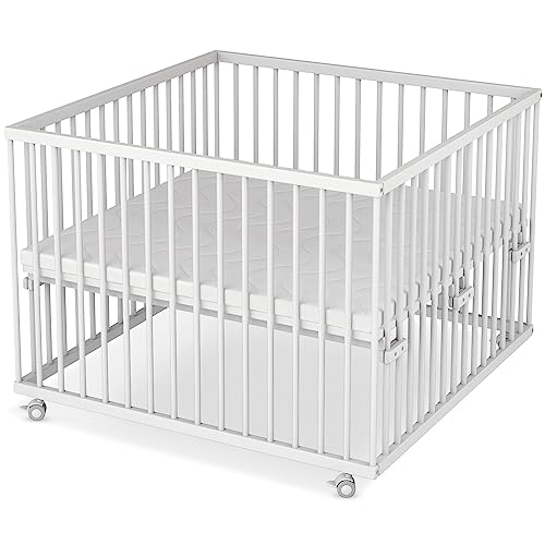 Sämann Laufstall Baby 100x100 cm mit Matratze | TÜV geprüft 2023 |...