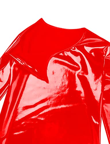 Image of AIEOE Men's Leather Metallic Shirts Shiny Slim Fit Stretch Top Wetlook Club Party Undershirts