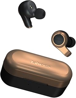 Jabees] Firefly Vintage Bluetooth Wireless Gaming Earbuds - Noise Cancelling Waterproof Headphones with 4 Mic for Call & Music - 40Hr Playtime with Charging Case, Low Latency, aptX, ENC(Bronze)