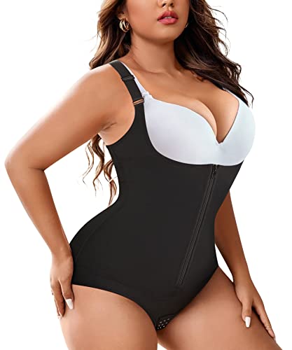 MERYOSZ Shapewear for Women Tummy Control Fajas Colombianas Body Shaper Waist Trainer Zipper Open Bust Mesh Bodysuit