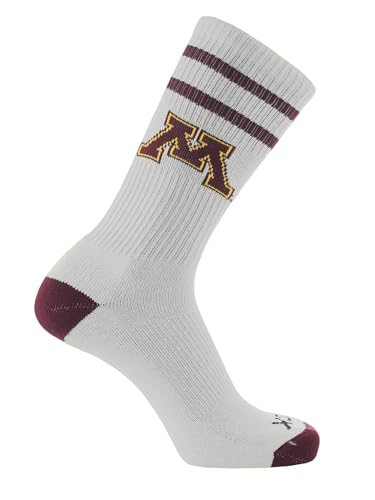 Minnesota Golden Gophers Socks Vintage Soft Cotton Sock with Stripes NCAA Licensed | Maroon & Gold University of Minnesota | College Fan Gameday Apparel for Men & Women | Mens & Womens (Large)