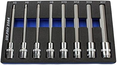 US PRO 8 x 1/2Dr 140mm Long Hex Socket Set for Allen Key 5-17mm 2084