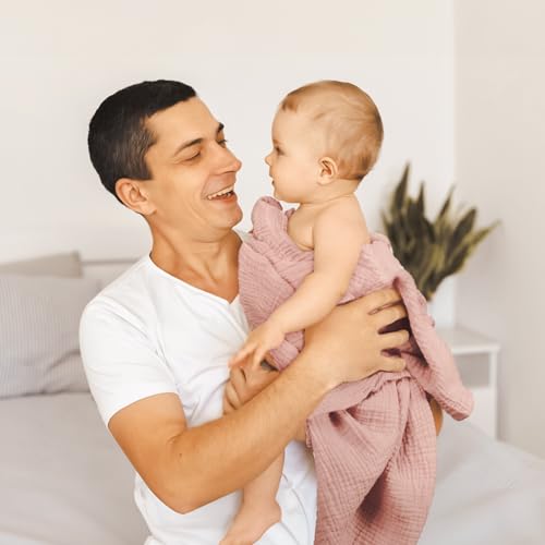 Image of lulumoon Muslin Swaddle Blankets for Baby: Soft Cotton Newborn Receiving Blankets - Floral Print Nursery Gift Set for Baby Girls(Sand Flower)