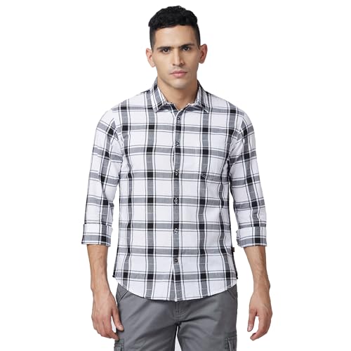 Image of Spykar Men's Regular Fit N /A Full Sleeve Checked Casual Shirts