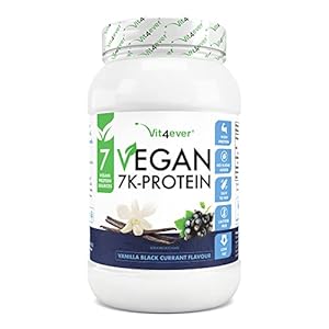 Vegan 7K Protein – 1kg – Vanilla Blackcurrant – Zuiver plantaardig proteïnepoeder met rijst-, amandel-, soja-, erwten-, hennep-, cranberry- en zonnebloemproteïnen