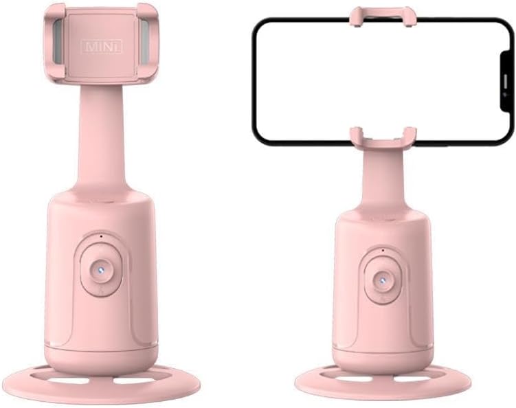 Auto Face Tracking Phone Holder, Auto Tracking Tripod 360° Rotating Cell Phone Mount, Face and Body Tracking Phone Stand, No App Required, Gesture Control and Remote, Rechargeable Battery.（Pink）