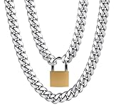 QUYUWOWO PadLock Necklace Chain Stainless Steel Necklace Padlock Collar Choker for Men Women (Style1)
