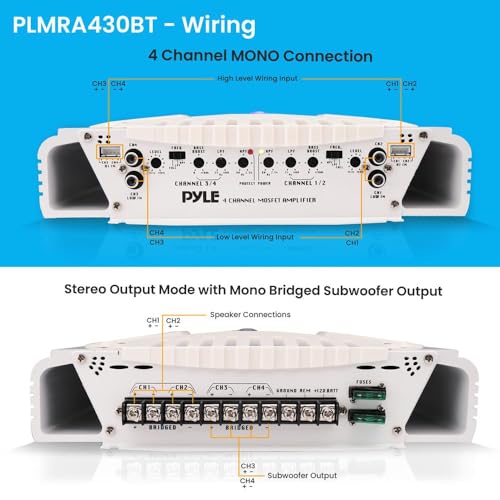 image for Pyle 2.1 Bluetooth Marine Amplifier Receiver - Waterproof 4 Channel Wi