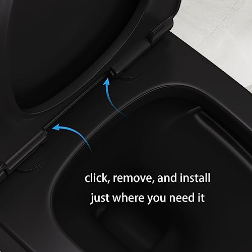 Image of GIVINGTREE Dual Flush Elongated Standard One Piece Toilet with Comfortable Seat Height, Powerful & Quiet Dual Flush Modern Toilet, 12'' Rough-In, Matte Black,6636