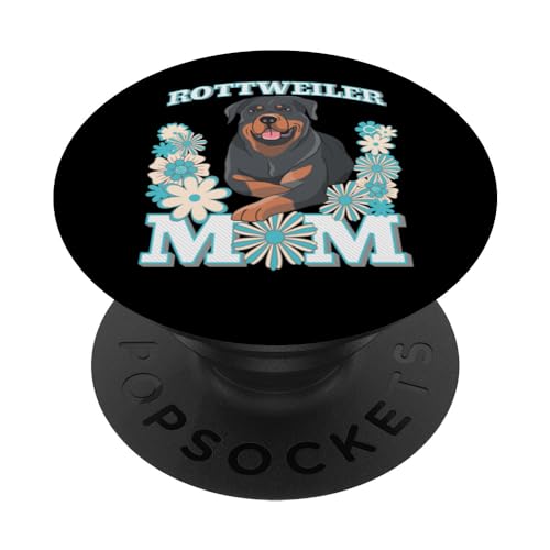 Rottweiler Mom Dog Design PopSockets Swappable PopGrip, Black