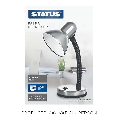 Image of Status Palma SBDL2028ESSLV16 Desk Lamp Flexible Desk Lamp Silver Desk Lamp Study Office Bedroom