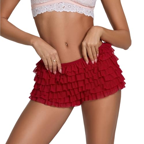 Short bloomer en dentelle pour femme style Y2K à volants coupe mini taille basse