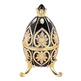 Huevo de Pascua Decorativo Estilo Fabergé, Esmaltado, Pintado a Mano, con Diamantes Brillantes, Caja para Tesoros, para Regalos y Decoración