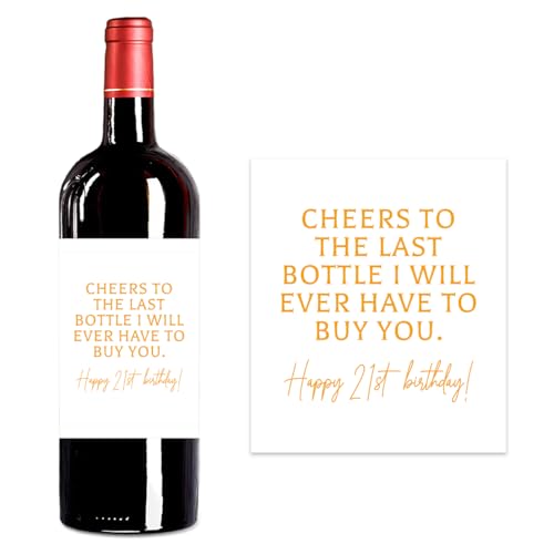 12 Pcs Gold 21st Birthday Gifts 21 Year Old Birthday Gifts for Her Women Men Wine Bottle Stickers Finally Legal 4x5 Inch