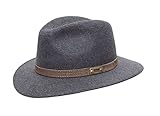 Kakadu Traders Australia Outdoor Fedora Filzhut Herren Damen Hut in schwarz grau grün und braun 6,5cm breite Krempe Lodenhut zum Wandern Trekking als Regenhut Jägerhut aus Wolle rollbar wasserfest