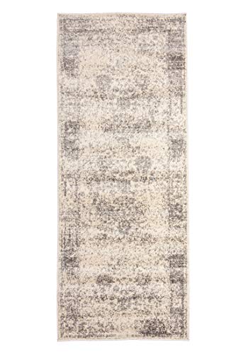 Mazovia Alfombra de Pasillo Larga - Design Vintage Moderno Pelo Corto - Alfombras de Pasillo por Metros - Alfombras para Pasillos Largos - Moqueta por Metros - 80x250 cm Gris